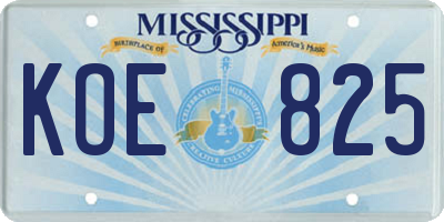 MS license plate KOE825