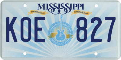 MS license plate KOE827