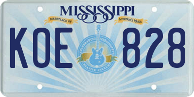 MS license plate KOE828