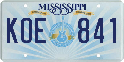 MS license plate KOE841