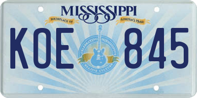 MS license plate KOE845