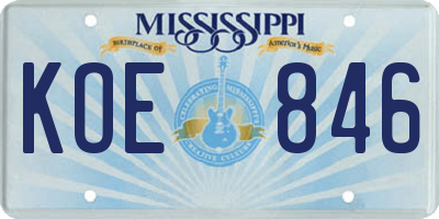 MS license plate KOE846