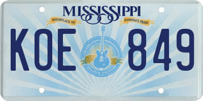 MS license plate KOE849