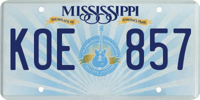 MS license plate KOE857