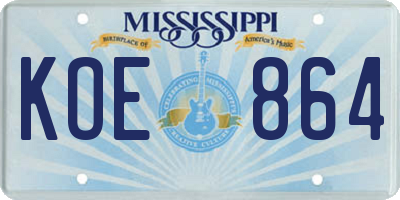 MS license plate KOE864