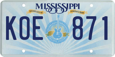 MS license plate KOE871