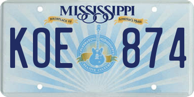 MS license plate KOE874