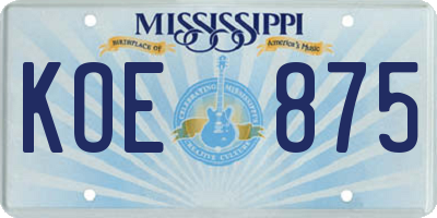 MS license plate KOE875