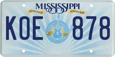 MS license plate KOE878