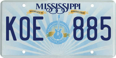 MS license plate KOE885