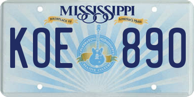 MS license plate KOE890