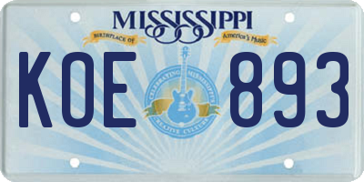MS license plate KOE893
