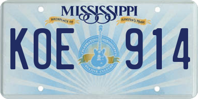 MS license plate KOE914