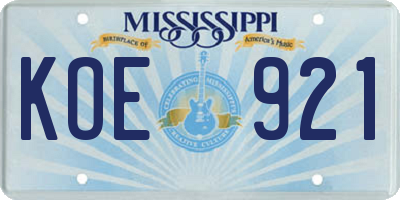 MS license plate KOE921