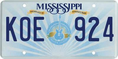 MS license plate KOE924