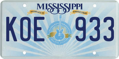 MS license plate KOE933