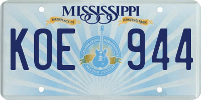 MS license plate KOE944
