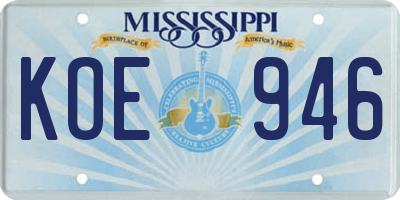 MS license plate KOE946