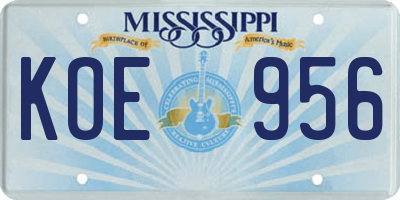 MS license plate KOE956