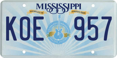 MS license plate KOE957
