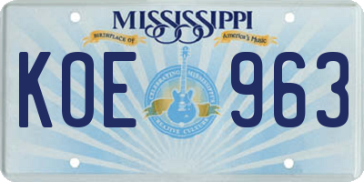 MS license plate KOE963