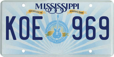 MS license plate KOE969