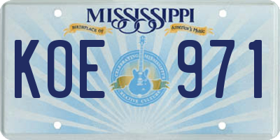 MS license plate KOE971