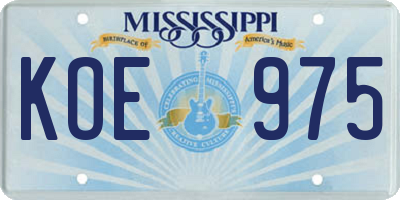 MS license plate KOE975