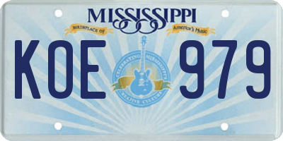 MS license plate KOE979
