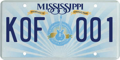 MS license plate KOF001