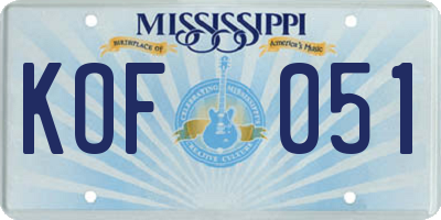 MS license plate KOF051