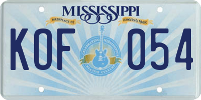 MS license plate KOF054