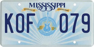 MS license plate KOF079