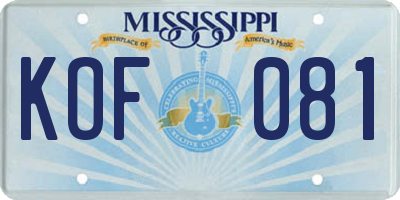 MS license plate KOF081