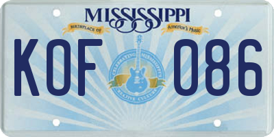 MS license plate KOF086
