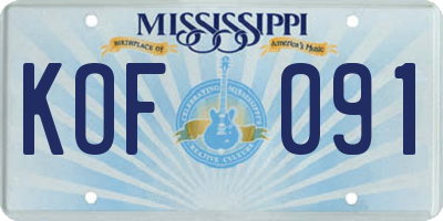 MS license plate KOF091