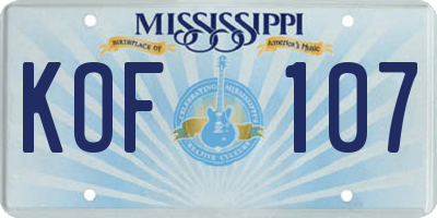 MS license plate KOF107