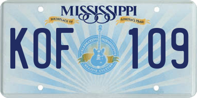 MS license plate KOF109