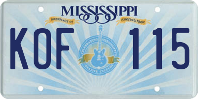 MS license plate KOF115