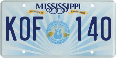 MS license plate KOF140