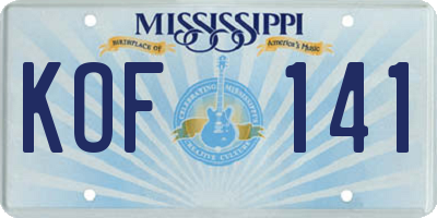 MS license plate KOF141