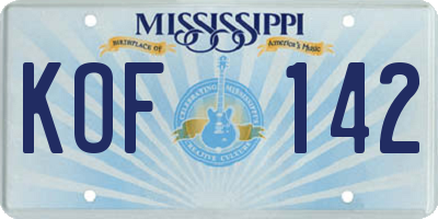 MS license plate KOF142