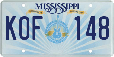 MS license plate KOF148