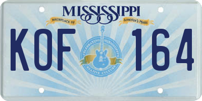 MS license plate KOF164