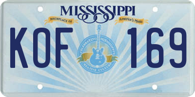 MS license plate KOF169