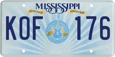 MS license plate KOF176