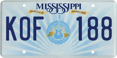 MS license plate KOF188