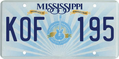 MS license plate KOF195
