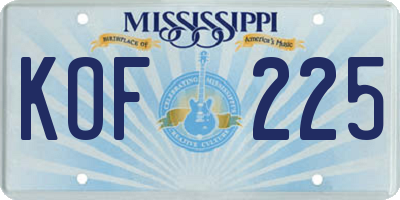 MS license plate KOF225