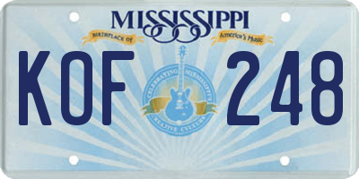 MS license plate KOF248